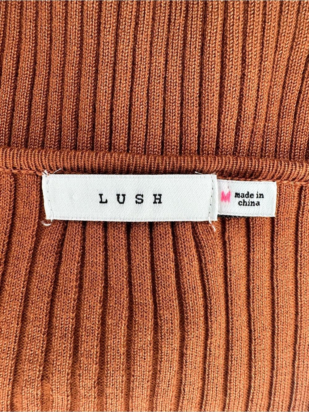 Lush Rust Ribbed Square-Neck Sweater - Picture 3 of 4